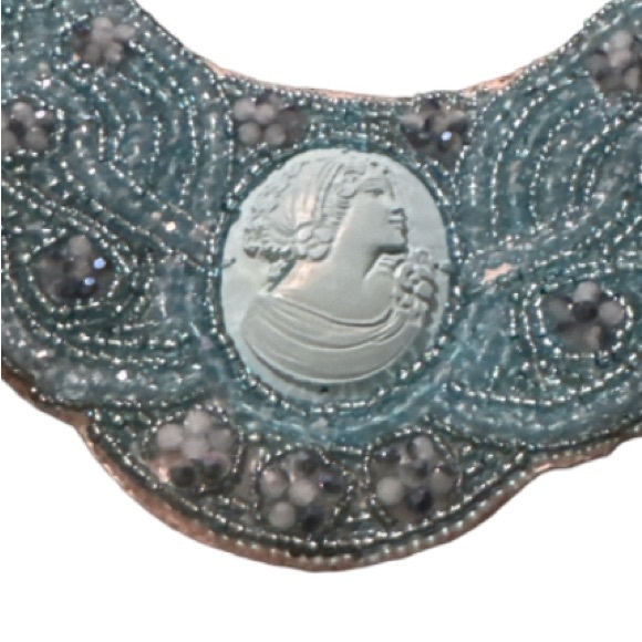 Beaded  Blue Cameo Necklace - Picture 3 of 6